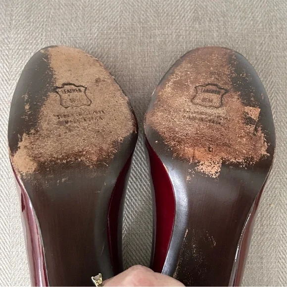 Stuart Weitzman Vintage Maroon Patent Leather Heels Size 8 - Picture 8 of 10